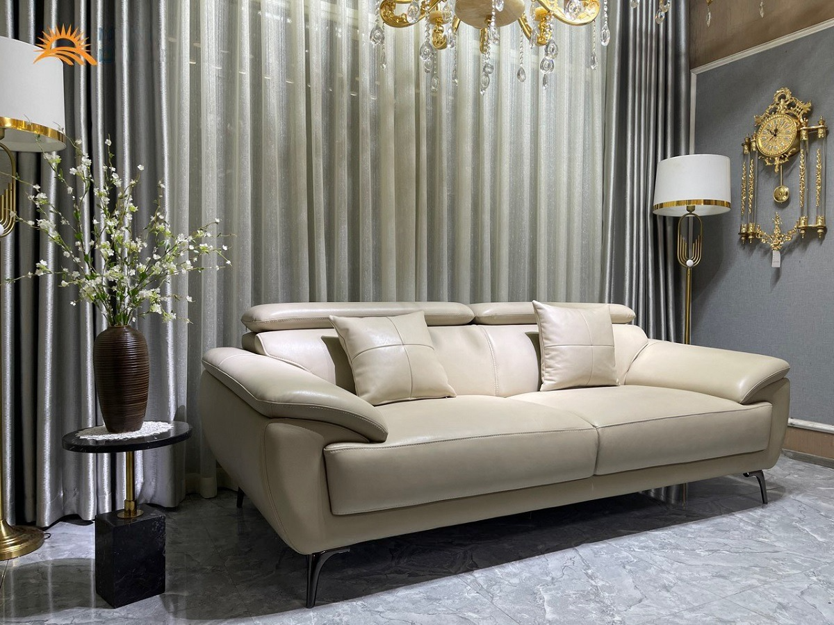 Sofa băng da bò Italy Juno sofa màu nâu SFBCT21 2m6 hàng cao cấp chuẩn da bò nhập khẩu Ý