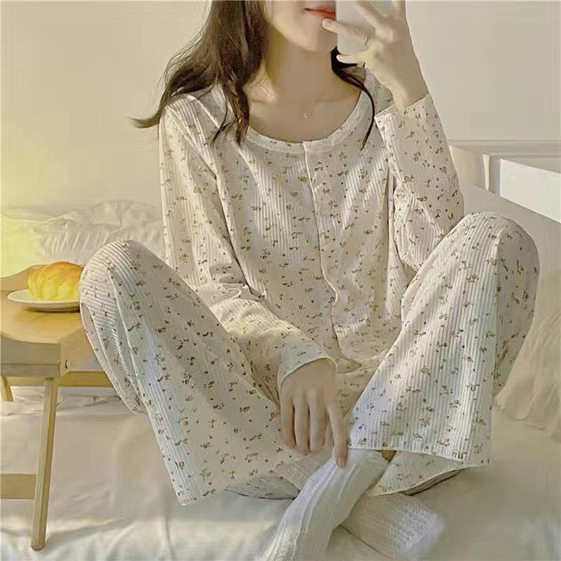BỘ TĂM PIZAMA HOA NHÍ DÀI TAY THỜI TRANG THU ĐÔNG MỚI NHẤT 2021