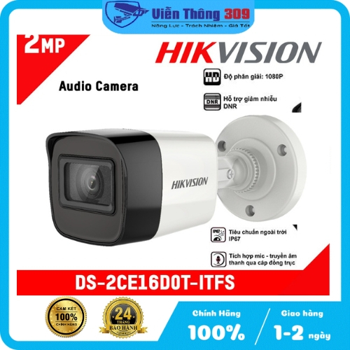 Camera HD-TVI DS-2CE16D0T-ITFS Tích Hợp Mic - Hàng Chính Hãng