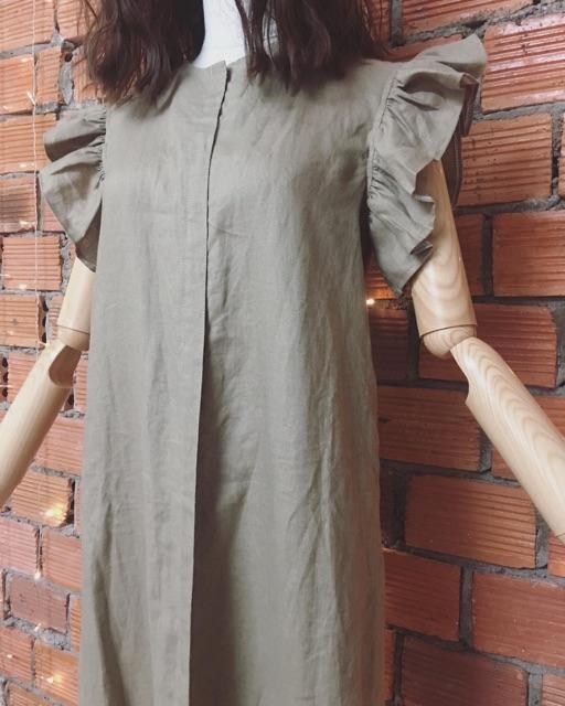 Đầm Linen bèo vai