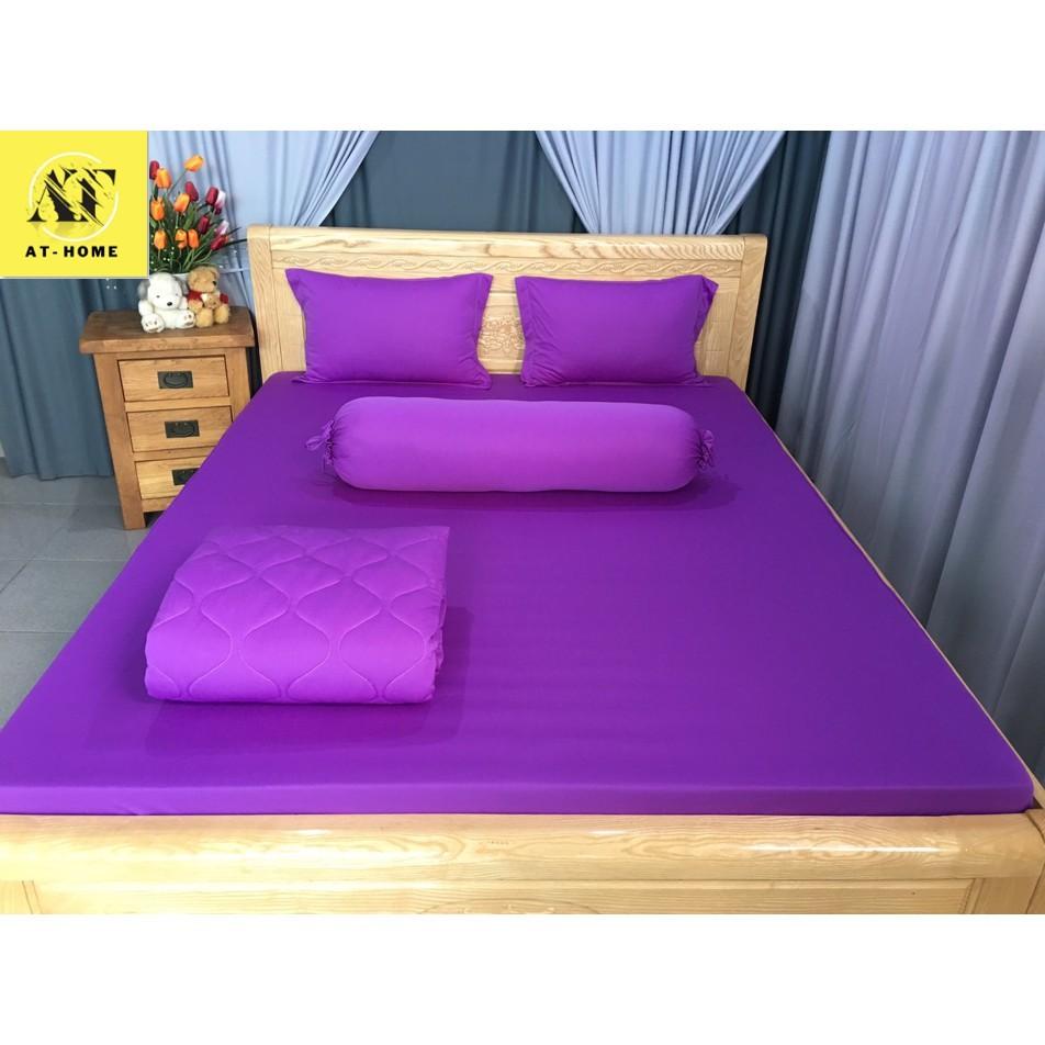 Bộ 4 Món Ga Gối Thun Mát Mềm Thun Lạnh Cao Cấp LAN PHAM BEDDING - Tím Cà
