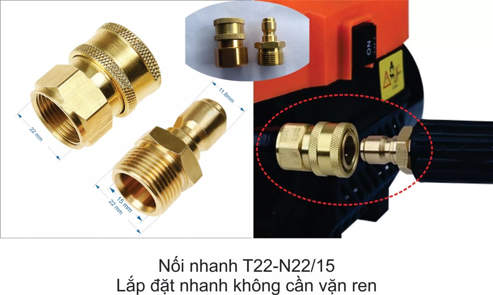 10M Dây Thông Cống Bằng Áp Lực Nước - Máy Phổ Thông Chuẩn Ren Vặn 22/14,15 -TYPE B