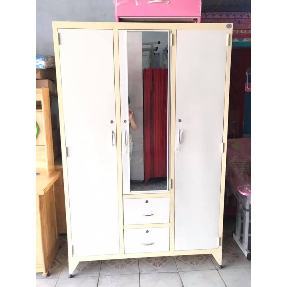 Tủ sắt quần áo 3 cửa sơn tĩnh điện cao cấp 1m8x1m2