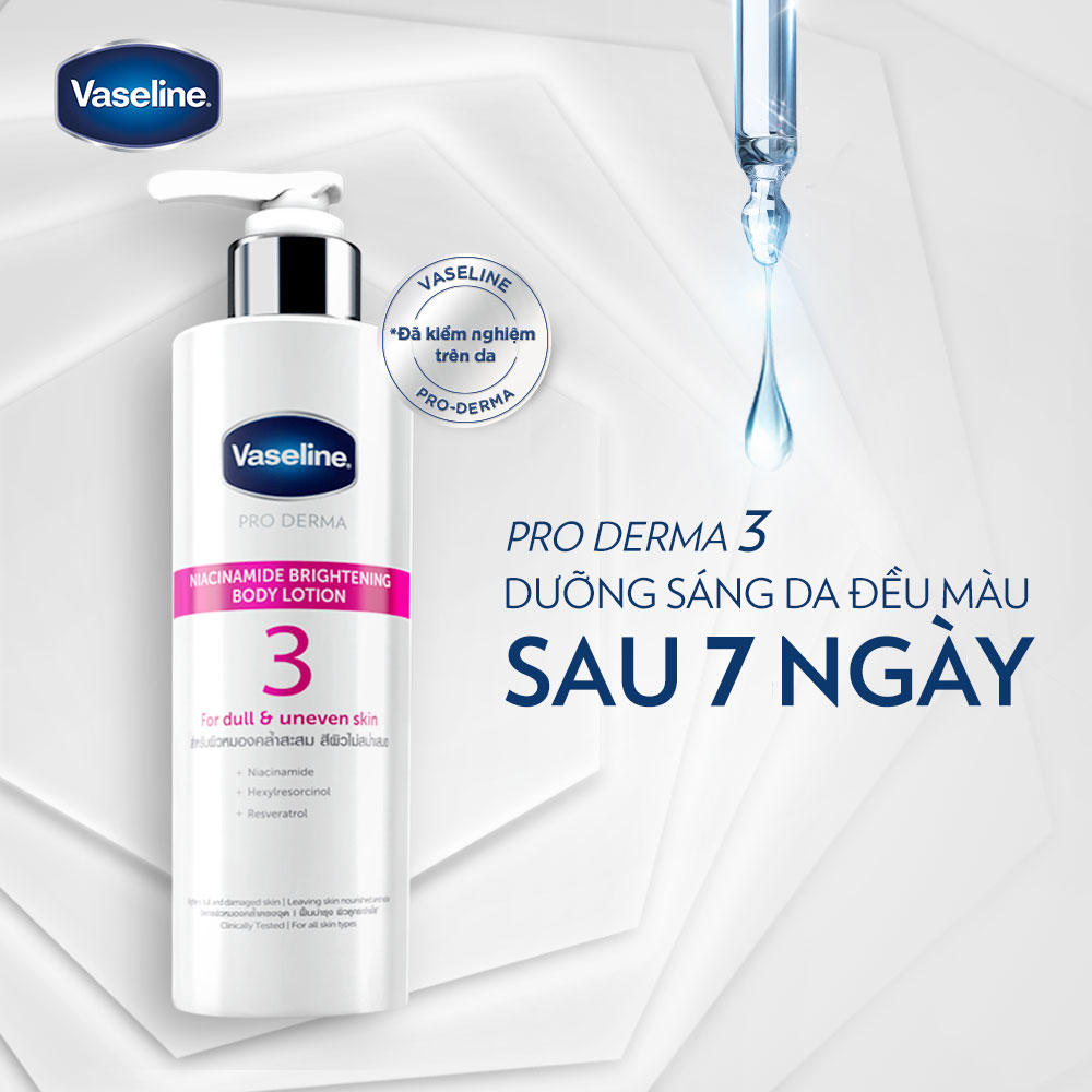 Sữa dưỡng thể 250ml Vaseline Pro Derma số 3 dưỡng sáng da với Niacinamide