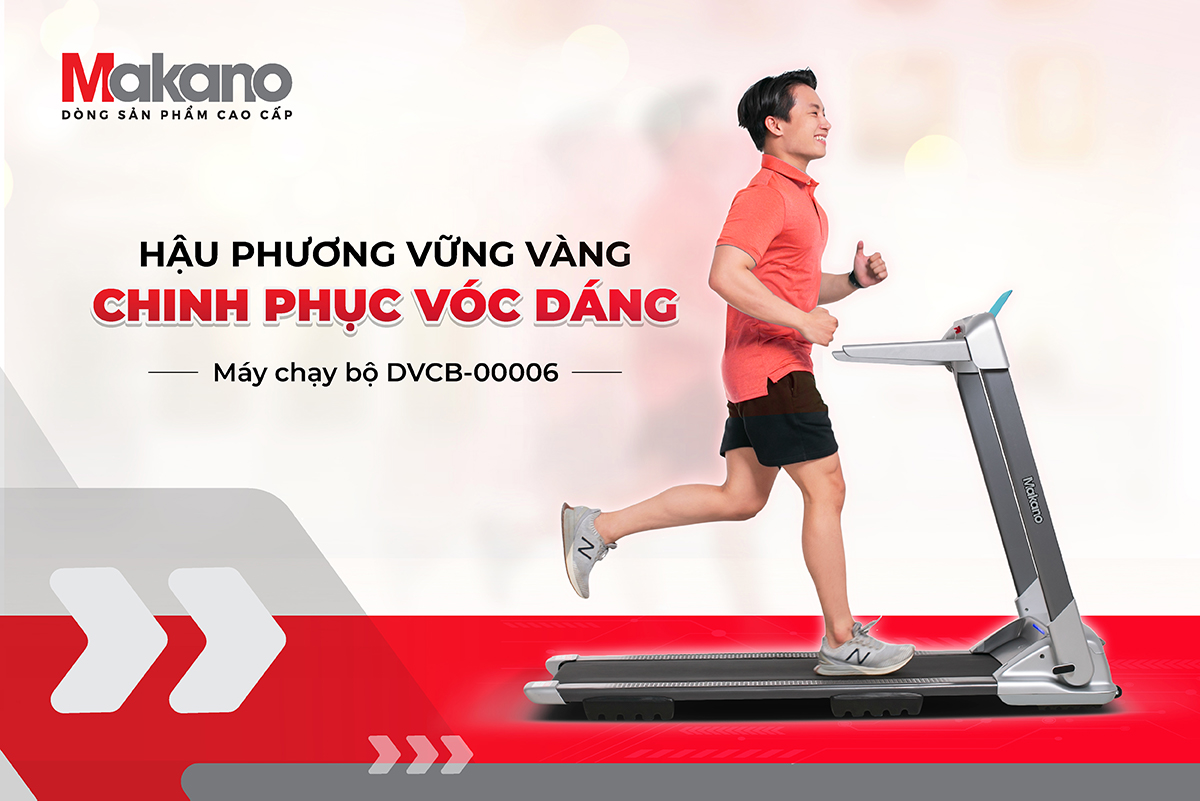 Máy Chạy Bộ Tại Nhà Makano DVCB-00006 Gấp Gọn, Máy Chạy Bộ Theo Dõi Sức Khỏe Khung Chắc Chắn