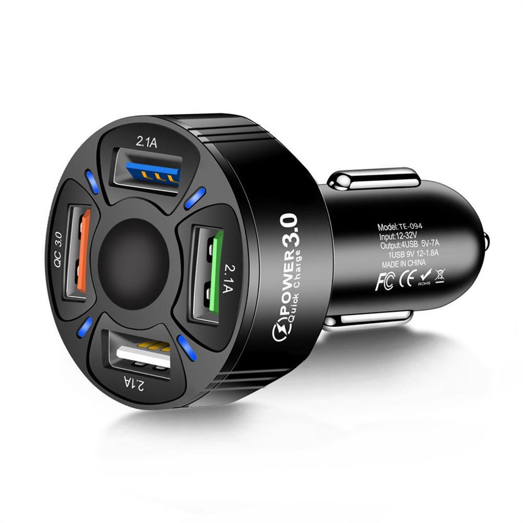 Plastic Car Charger Portable Removable 12-24V 4 USB Ports Anti-slip Fast Charging Stylish Cellphone AutomobileELEN