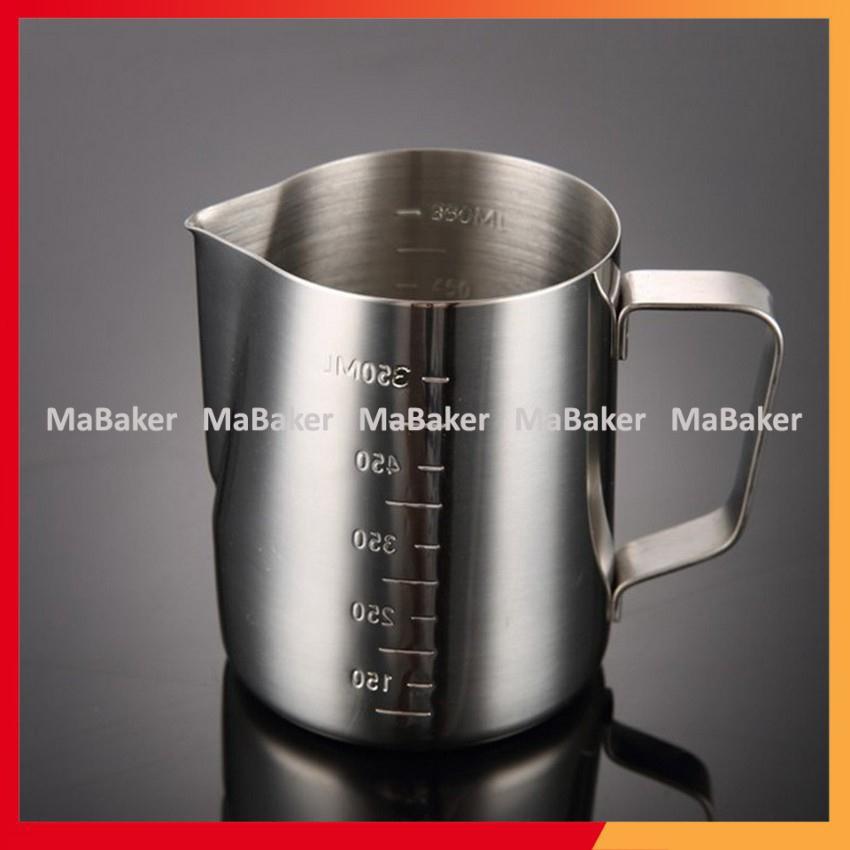 Ca đánh bọt sữa inox cao cấp, siêu bền có vạch chia định lượng 350ml, 600ml, 1000ml