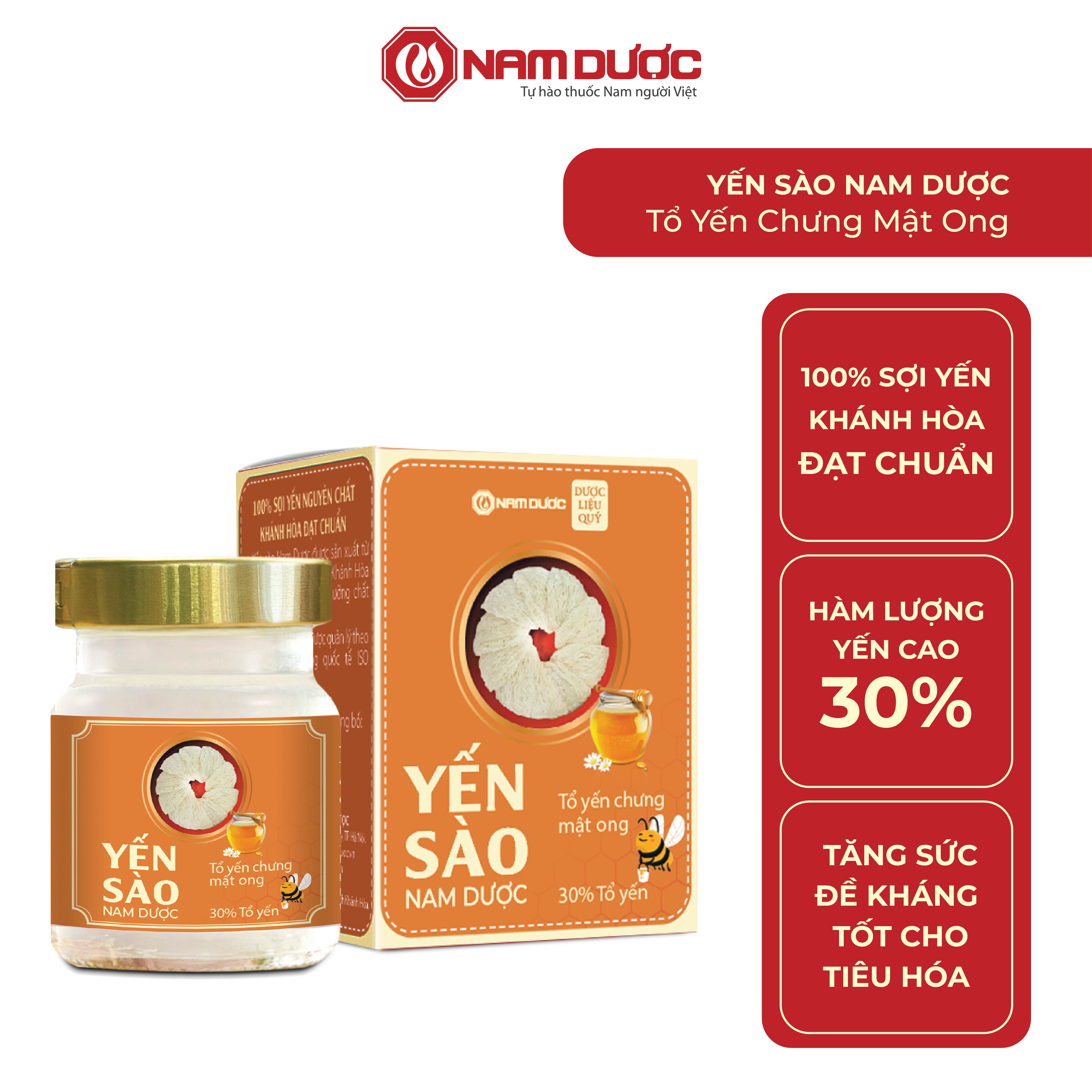 Yến sào Nam Dược lọ 70ml - Tổ yến chưng mật ong, bổ sung dưỡng chất, bồi bổ sức khỏe, tăng sức đề kháng