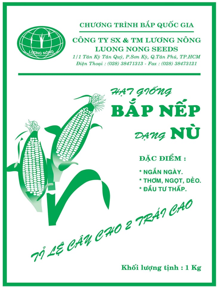 Hạt giống bắp nếp nù dẻo Lương Nông gói 0,5 kg chính hãng