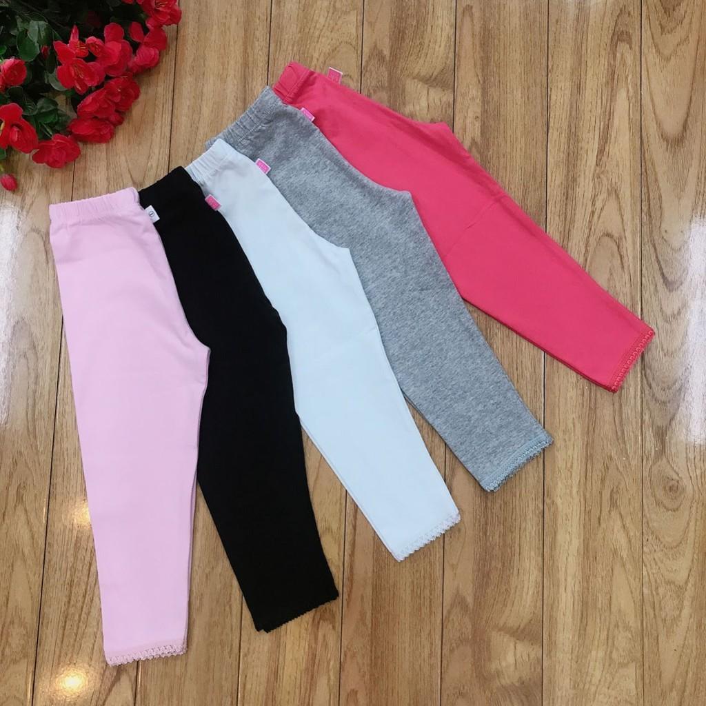 SET 5 QUẦN LEGGING DÀI BÉ GÁI TRƠN THUN COTTON XUẤT XỊN DÀY DẶN CO GIÃN  10-41KG