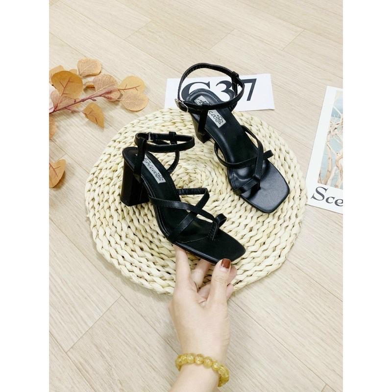 Sandal xỏ ngón nữ gót vuông 5cm mẫu mới 2022 G37 ( hàng sẵn video thật