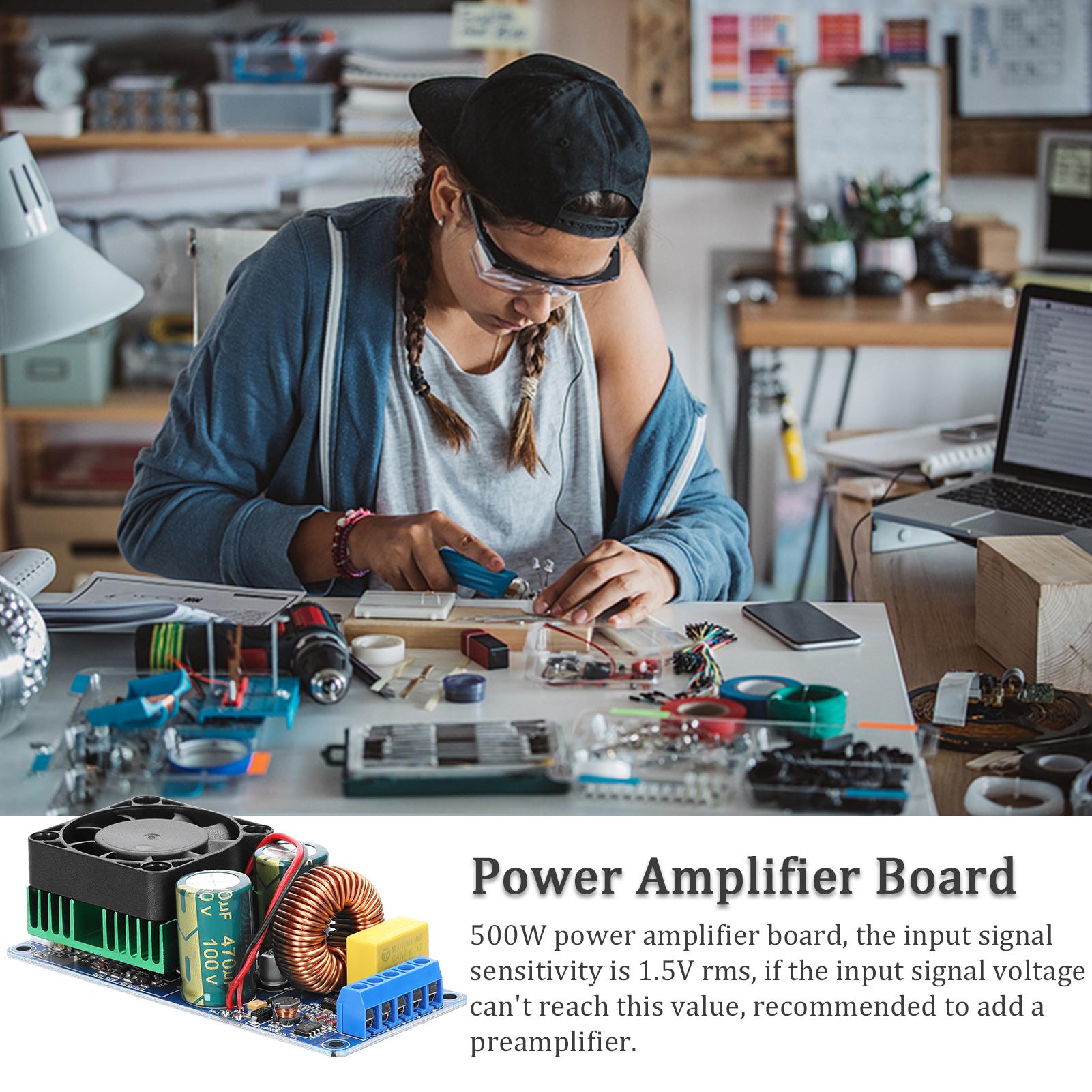 500W IRS2092S Digital Power Amplifier Board Mono Channel Class D HiFi Power Amp Board Module with Cooling Fan