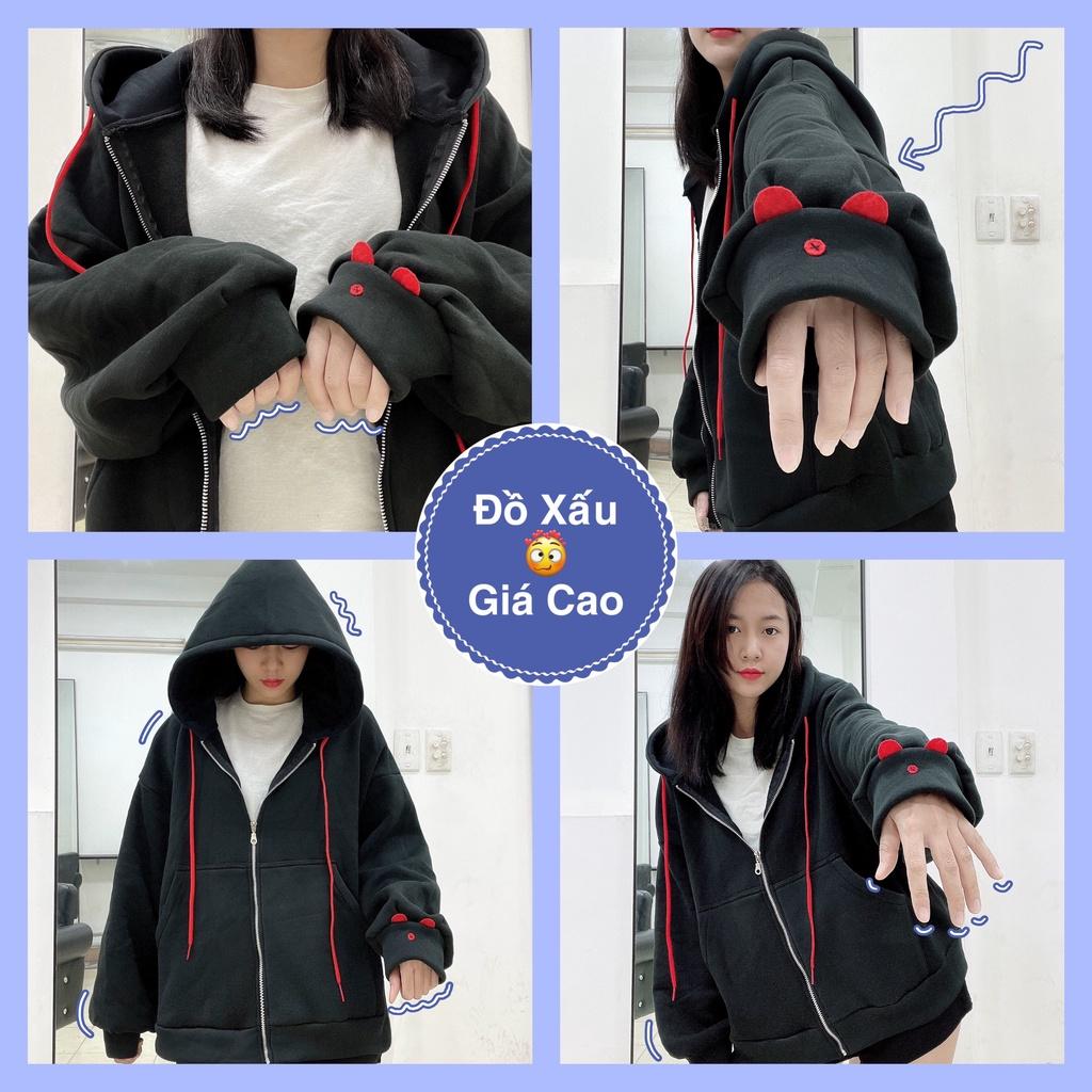 Áo khoác nữ hoodie tay bồng Chất vải nỉ bông.