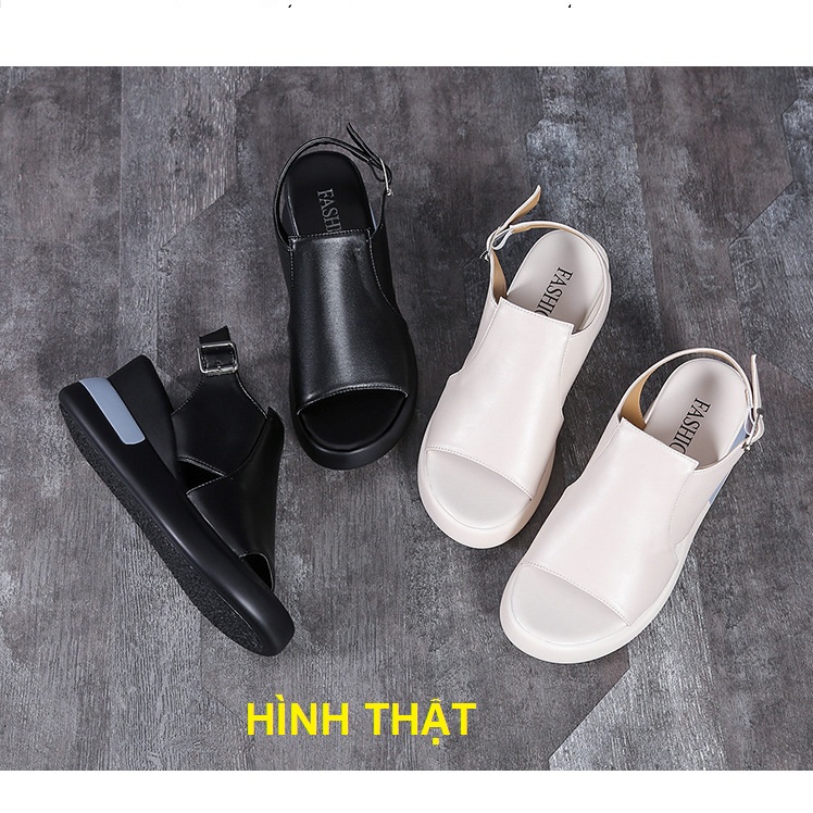 Giày sandal nữ bánh mì 5 phân quai ngang cut out cao cấp, đường phồ, teen, năng động S097