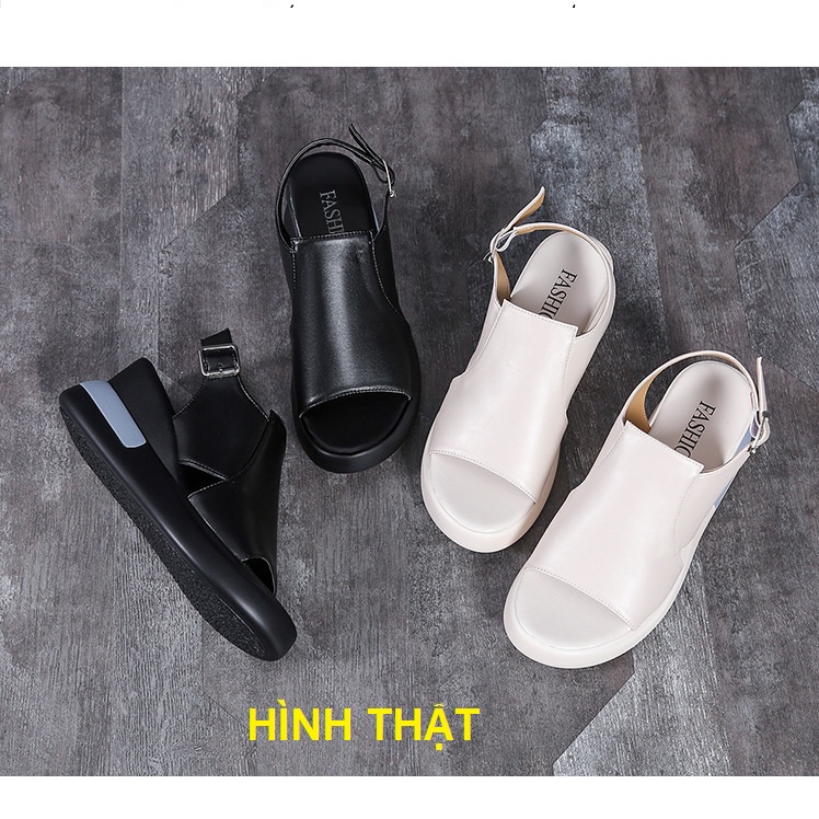 [HÀNG XỊN_TẶNG QUÀ] Giày sandal nữ bánh mì 5 phân quai ngang cut out cao cấp, đường phồ, teen, năng động S097