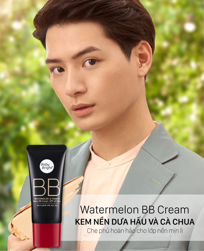 Kem nền dưa hấu và cà chua Baby Bright Watermelon &amp; Tomato Matte BB Cream SPF45 PA++ 30g #23 True Beige