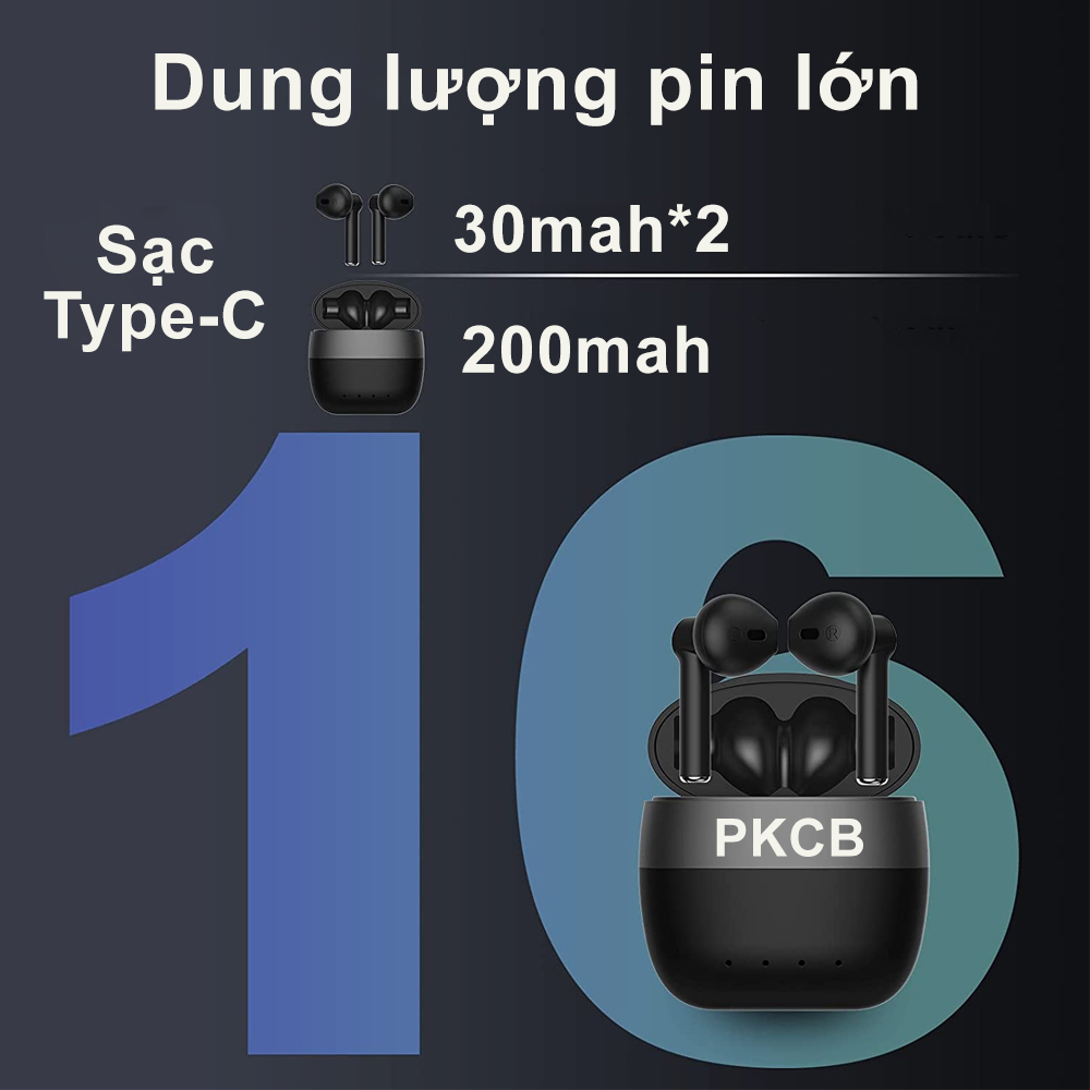 Tai nghe Bluetooth, Tai nghe không dây âm thanh nổi có micrô, Tai nghe thể thao chống nước IPX5 có vỏ sạc, Tai nghe điều khiển cảm ứng thông minh - Hàng Chính Hãng PKCB