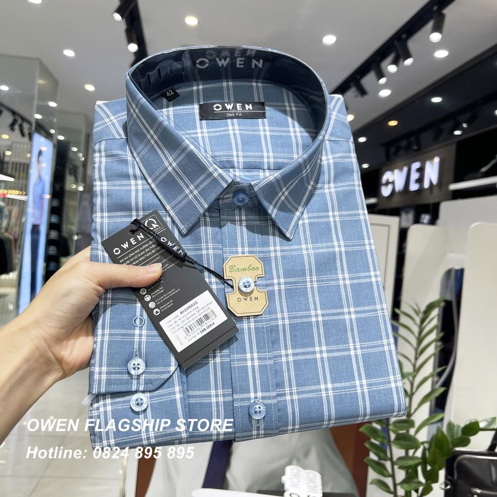 Áo Sơ mi Owen nam dài tay dáng Slimfit sợi Tre mềm mịn mát Mã AS220951D