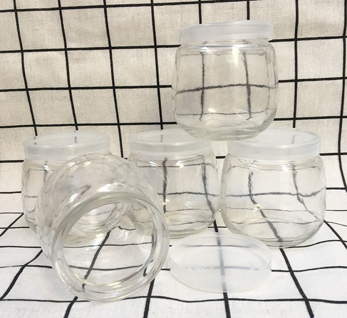 Hộp 12 hũ thuỷ tinh đựng sữa chua 200ml béo, lọ đựng gia vị có nắp nhựa