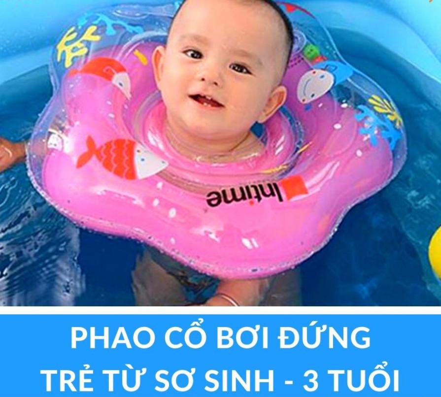 Phao Bơi Đeo Cổ Cho Trẻ (Sơ sinh-3 tuổi) Có Quai Tay Cầm Tập Bơi Đứng cho bé
