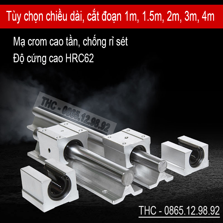 Thanh ray trượt tròn có đế SBR dài 1 mét phi 16mm