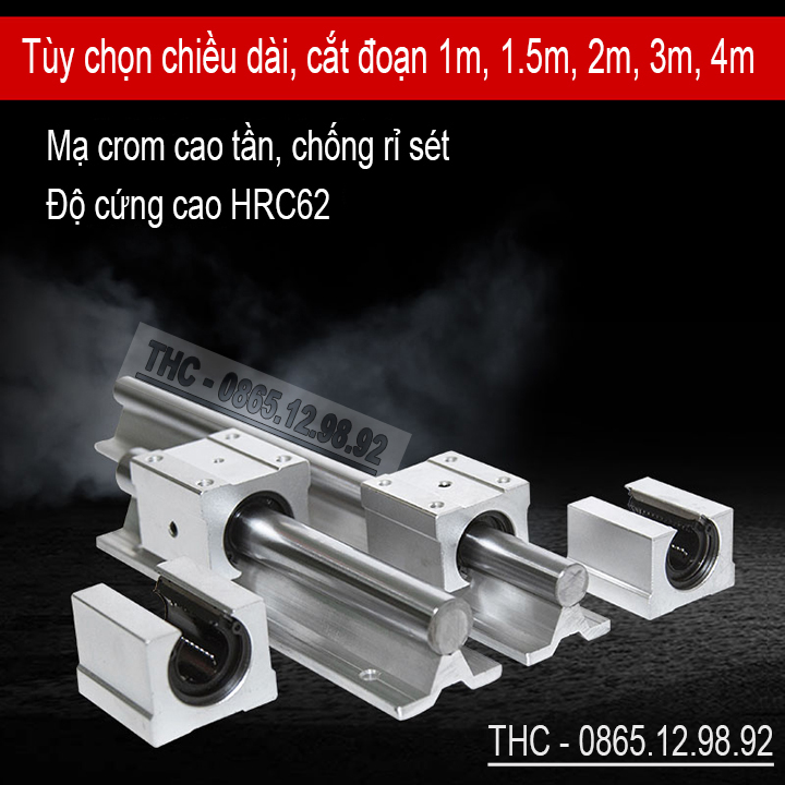 Thanh ray trượt tròn có đế SBR dài 1 mét phi 20mm
