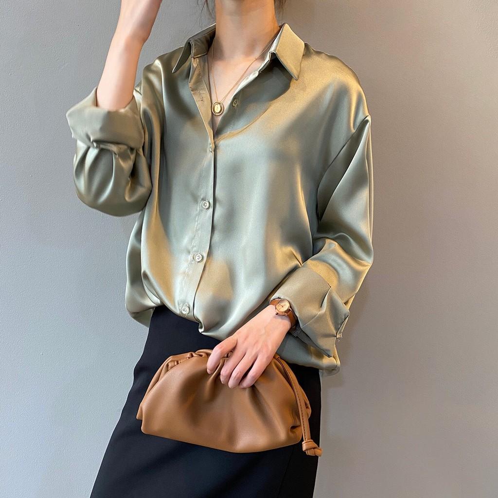 ÁO SƠ MI LỤA FORM RỘNG CÀI NÚT