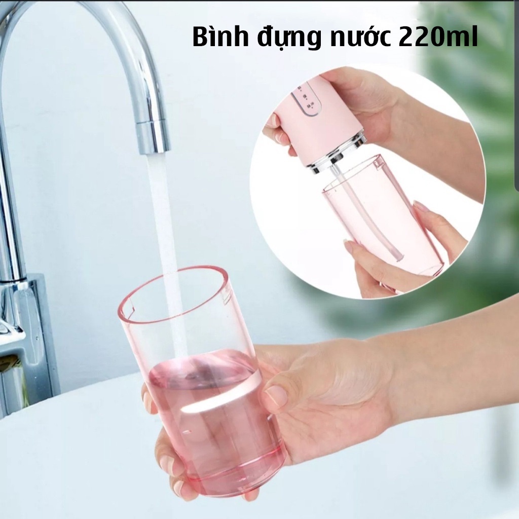 Máy Tăm Nước Cầm Tay Oral Irrigator - Tăm Nước Vệ Sinh Răng Miệng - 4 Đầu Tăm Bình Chứa 220ML