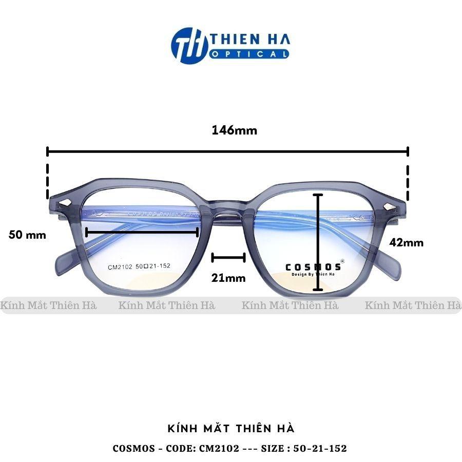 Gọng kính tròn nam nữ THIÊN HÀ OPTICAL chất liệu Acetate cao cấp lõi thép ôm mặt dáng lạ hợp độ cận cao COSMOS CM2102