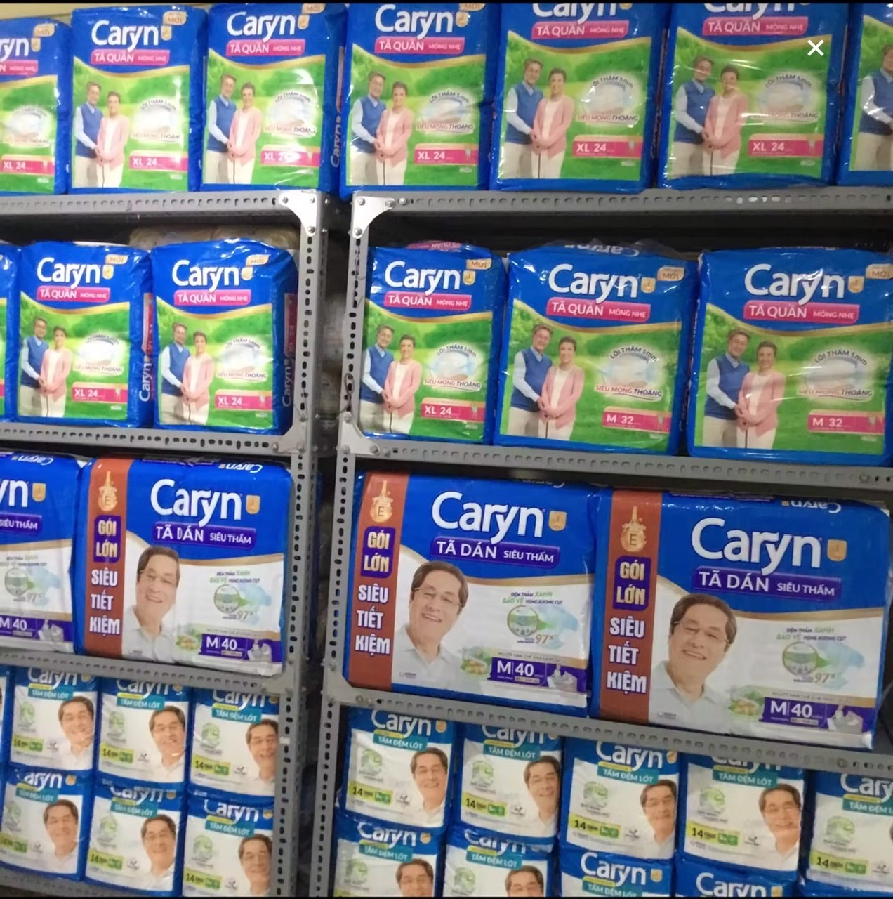 Combo 2 Gói Tã dán Caryn M40 Siêu thấm hút- Tã dán người lớn Caryn- Hsd mới