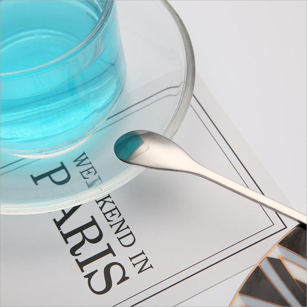 Long Handle Stainless Steel Stirring Spoon Milkshake Drinks Tea Coffee Spoon