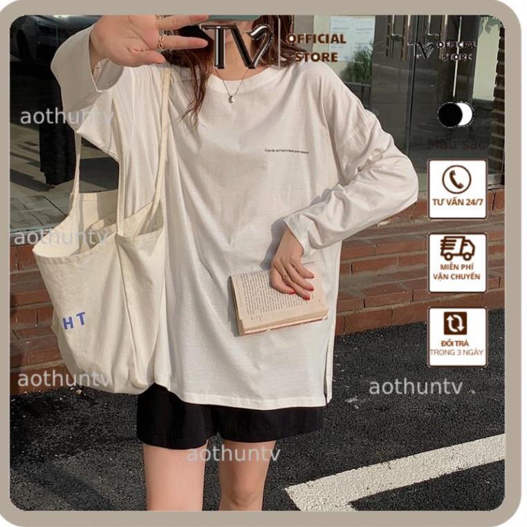 Áo thun dài tay nam nữ, áo phông dài tay chất cotton form rộng in hình chữ xinhh
