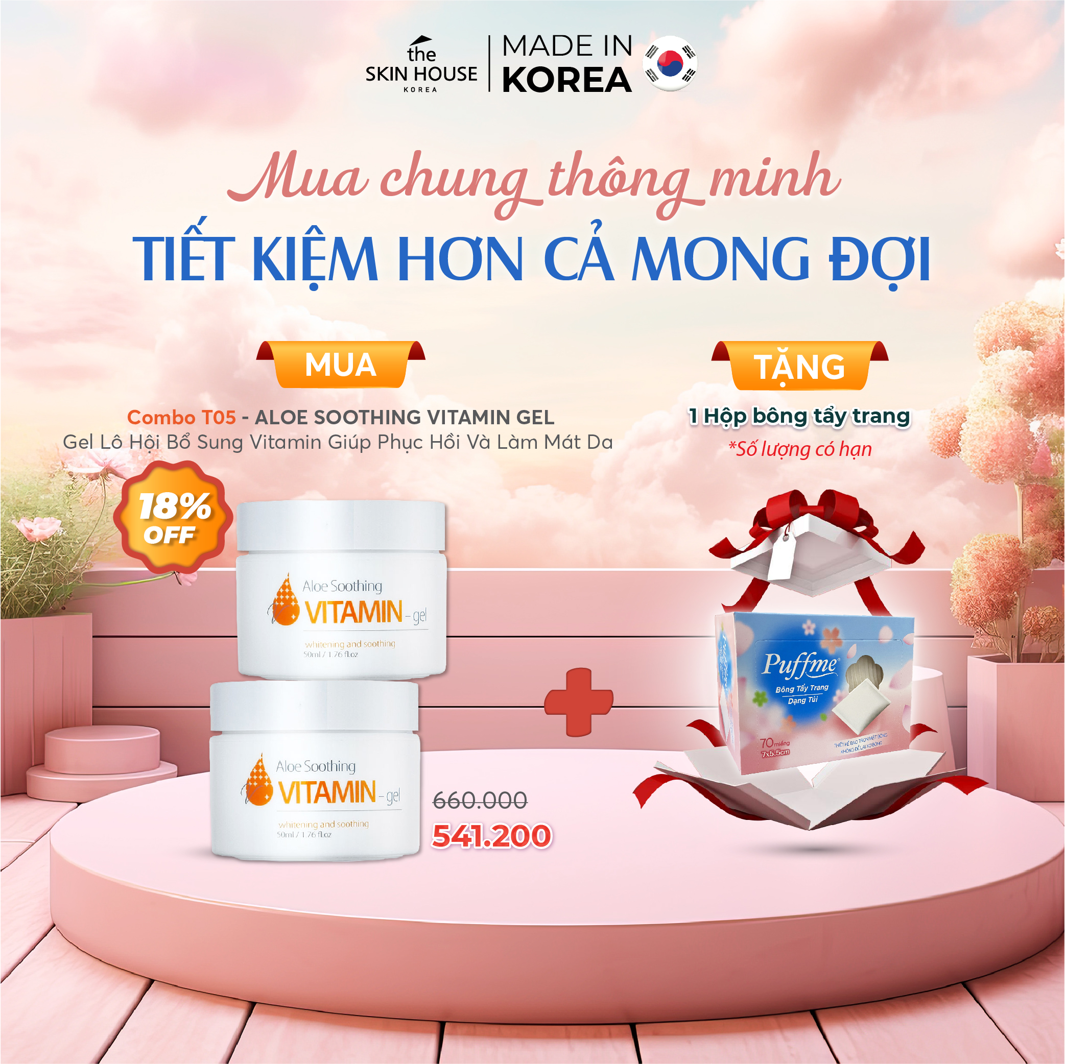 Combo 2 T05 Gel lô hội bổ sung vitamin giúp phục hồi và làm mát da