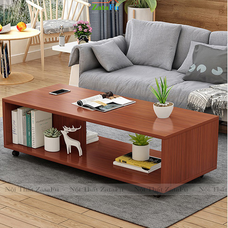 Bàn Trà Sofa Gỗ MDF Mẫu Đơn Giản Thiết Kế Bánh Xe Di Động BSF-08