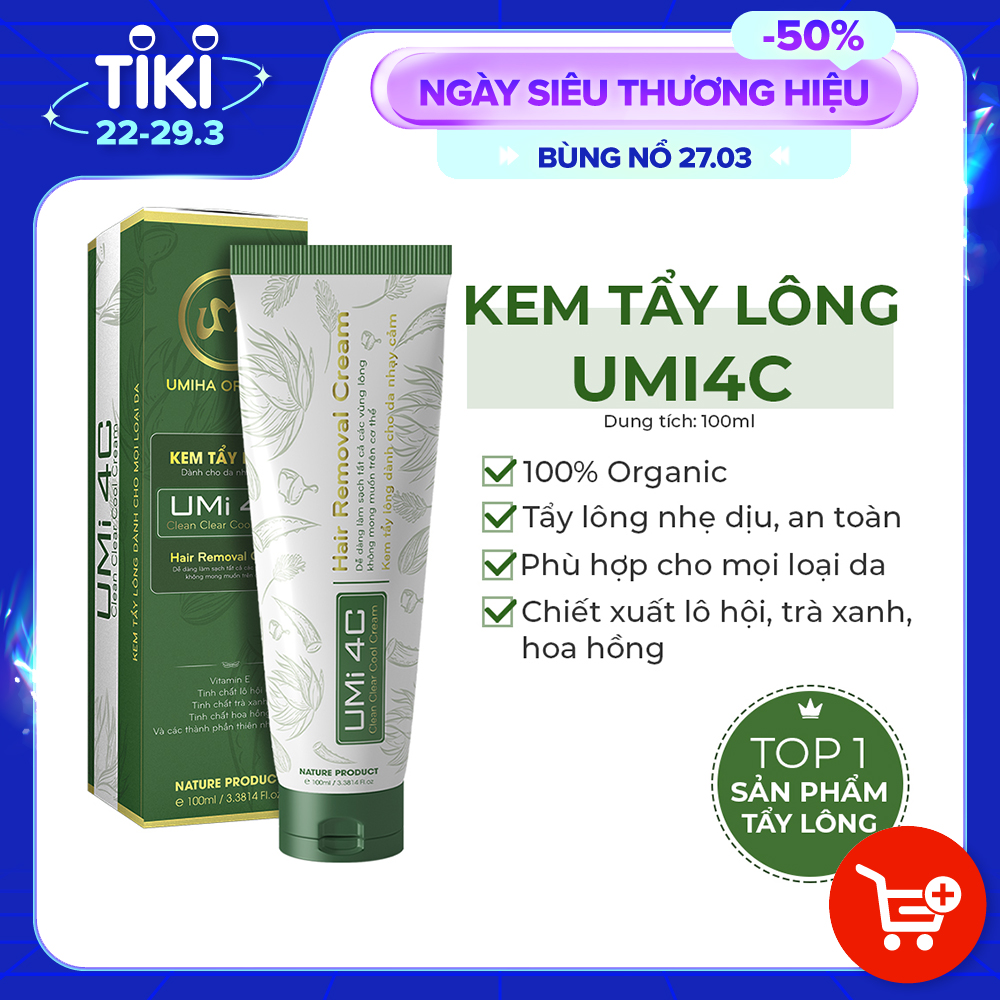 Kem tẩy lông UMIHA (65ml) UMIHA dùng cho Bikini, Nách, Chân, Tay, Bụng, Ngực an toàn cho da nhạy cảm