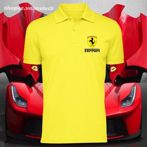 áo thun polo cá sấu in logo Ferrari