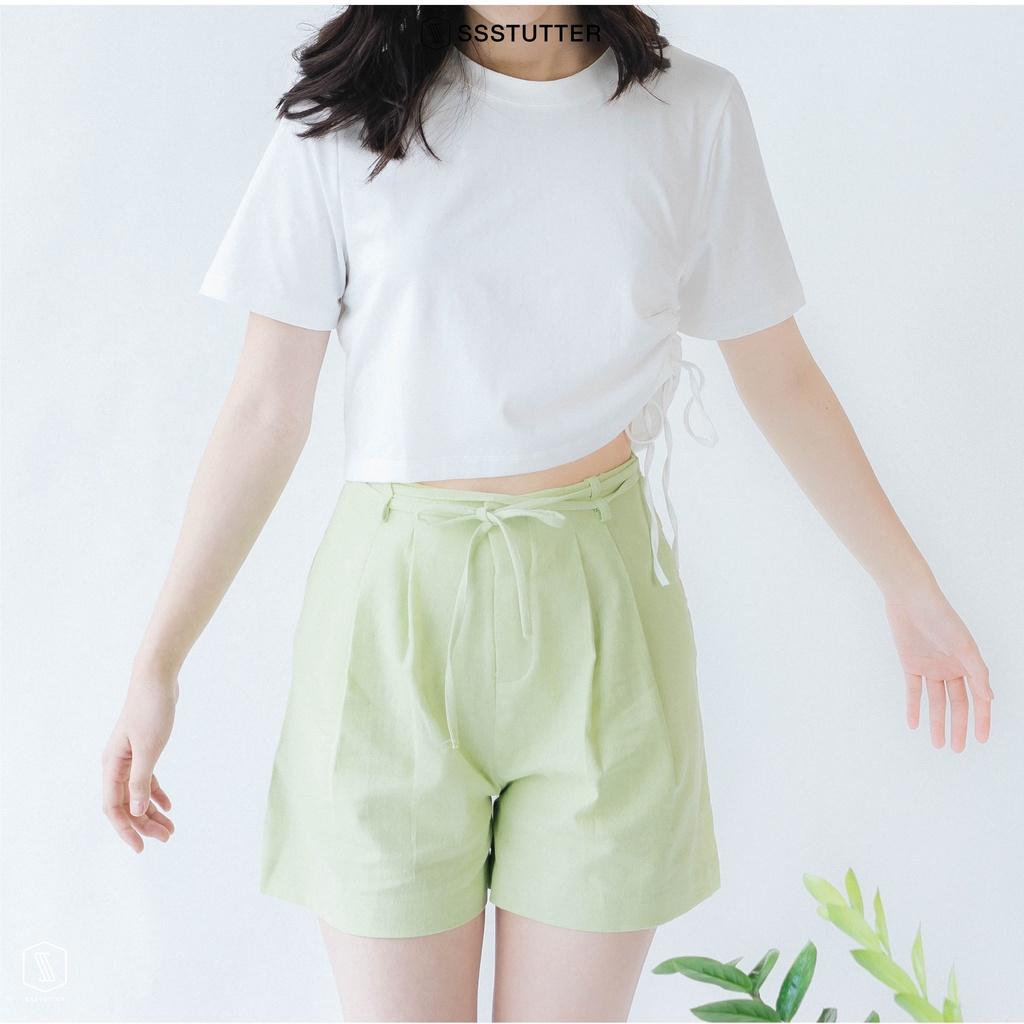 Áo croptop nữ SSSTUTTER cách điệu rút dây sườn áo tron tee