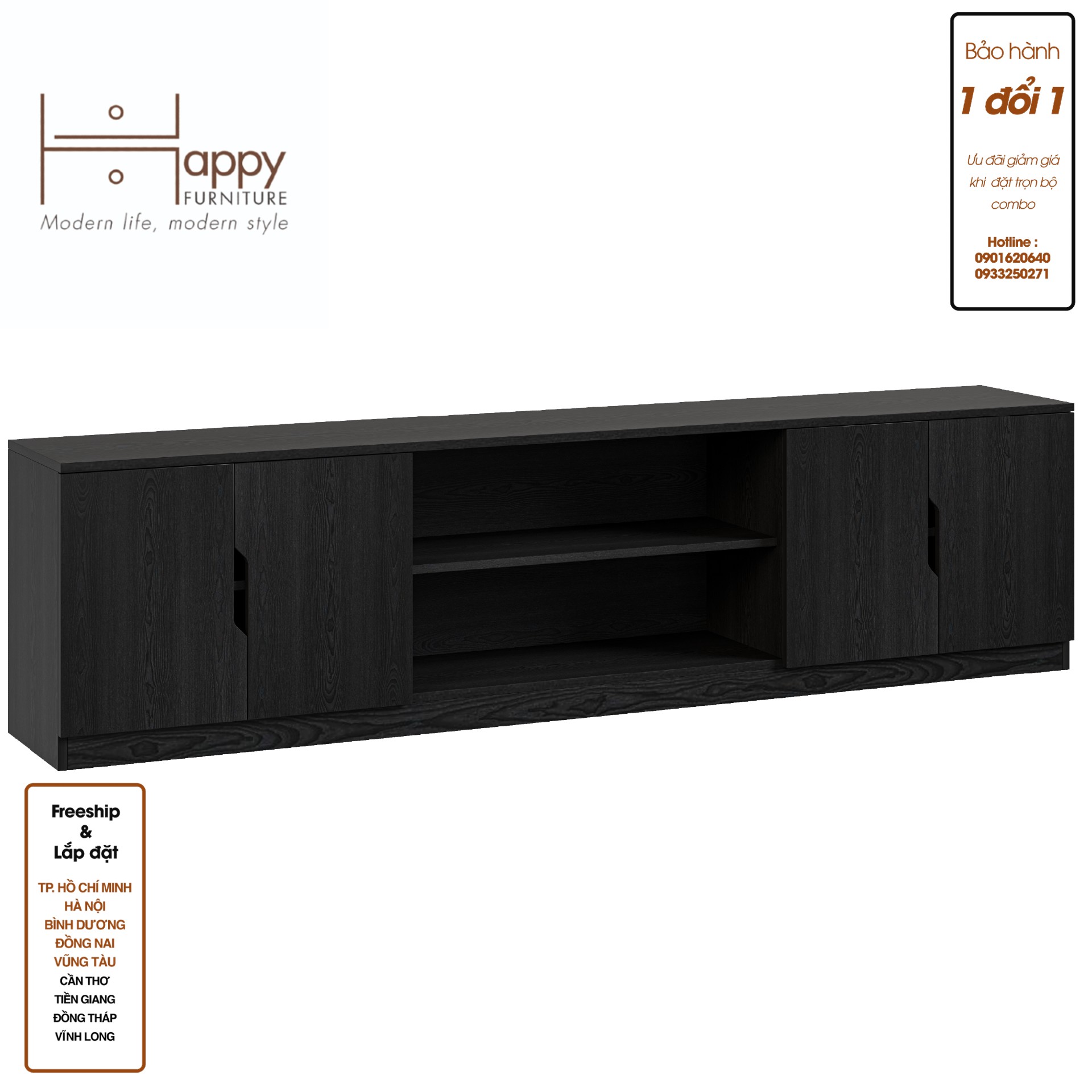 [Happy Home Furniture] DASH, Kệ Tivi 6 ngăn, 210cm x 35cm x 54cm ( DxRxC)   , KTV_006