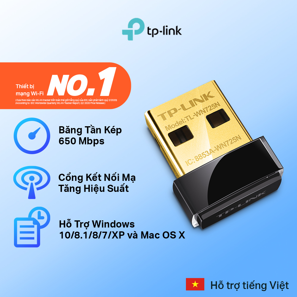Bộ Chuyển Đổi Usb Wifi Tp - Link Archer T2U Nano Băng Tần Kép Ac600 - Hàng Chính Hãng