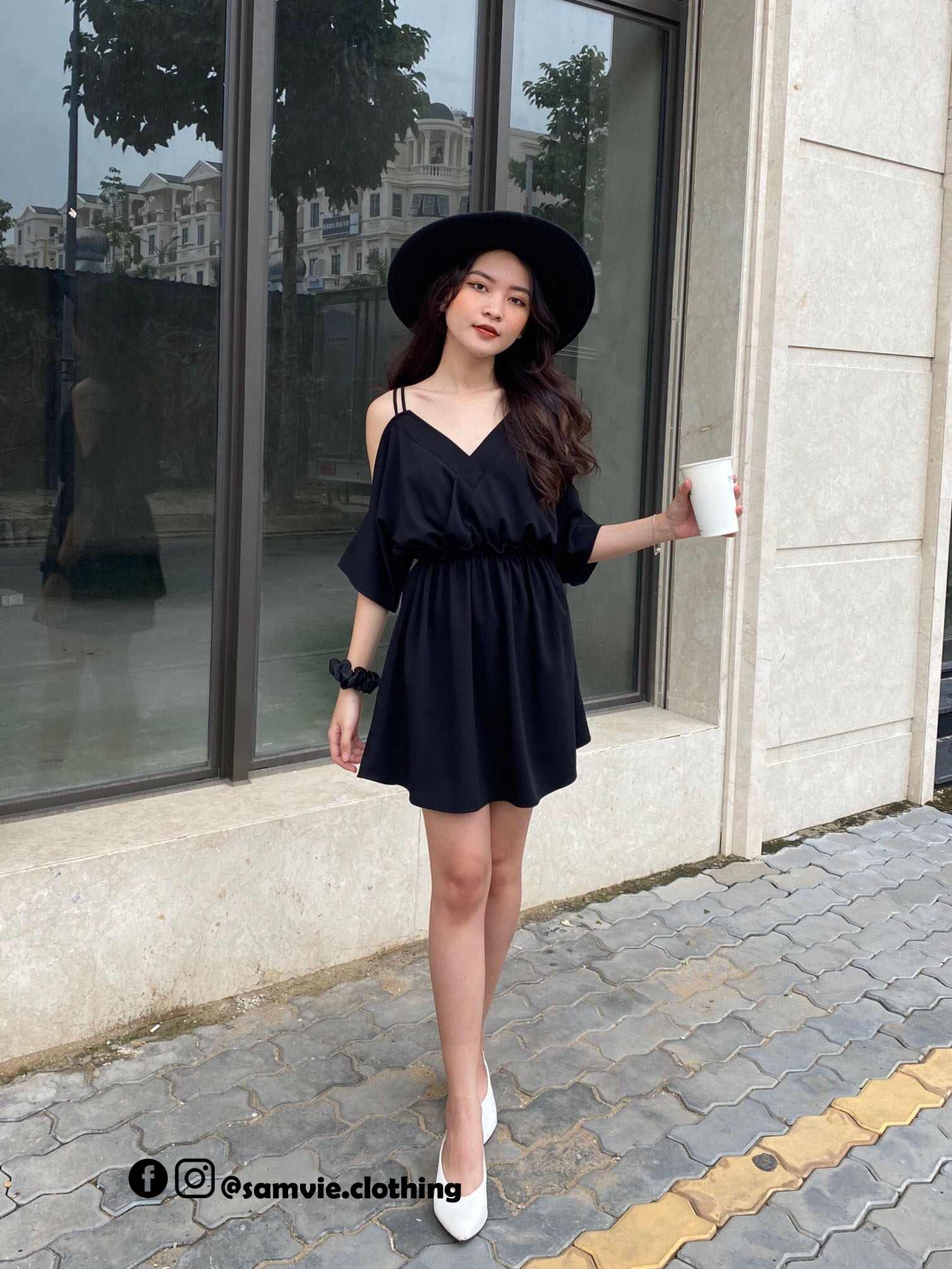 Đầm dây hở vai tay cánh dơi - Samvie