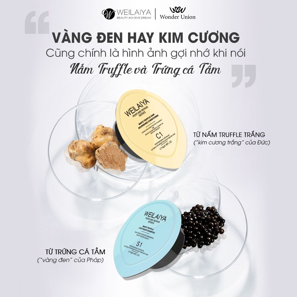 Gội xả nấm Truffle Weilaiya giúp phục hồi đa tầng cho mái tóc - set mini bộ 5 sản phẩm