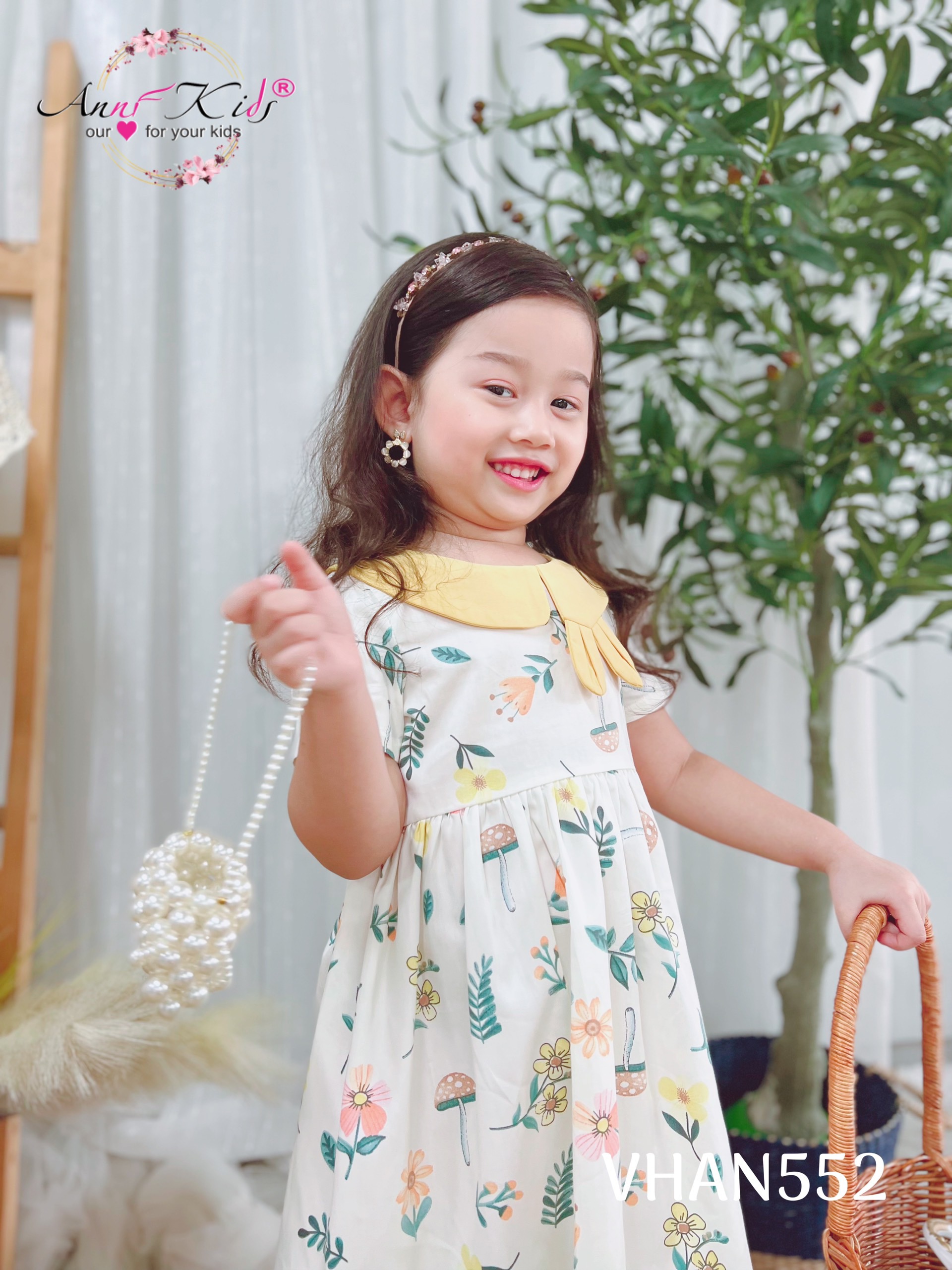 Váy cổ sen tai thỏ cho bé gái 7kg-33kg