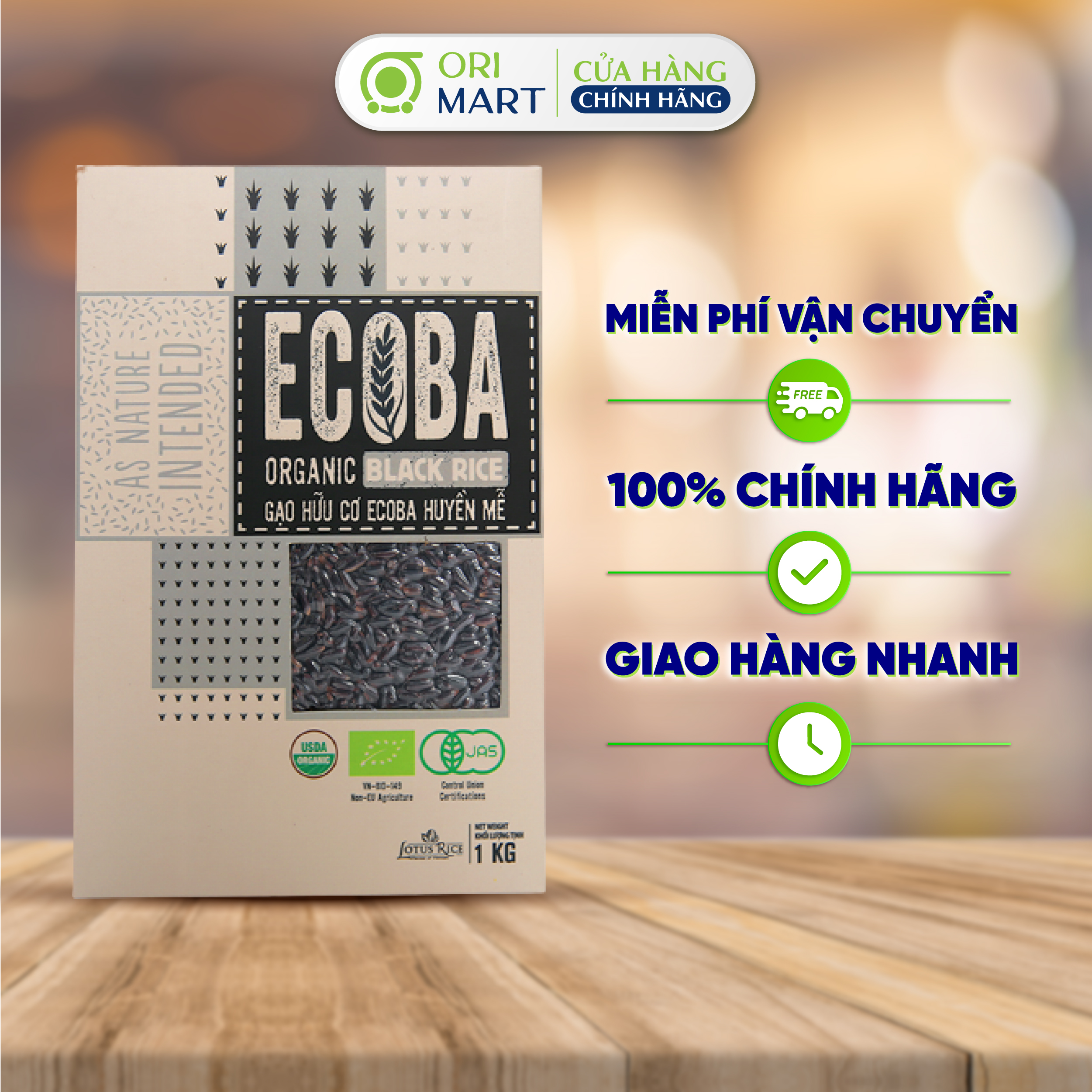 Gạo Lứt Hữu Cơ ECOBA Huyền Mễ Cao Cấp Thơm Ngon Dẻo Ngọt Hỗ Trợ Giảm Cân Túi 1kg ORIMART