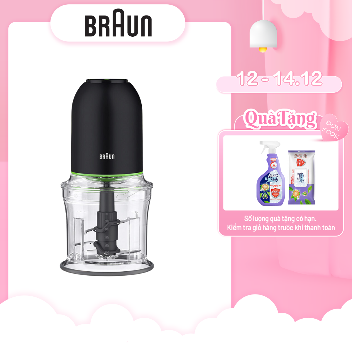 Máy xay thực phẩm đa năng Braun CH3011BK-Hàng chính hãng