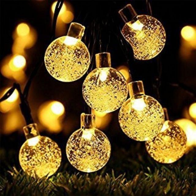 Dây đèn led pha lê trong suốt cắm điện dây màu đen
