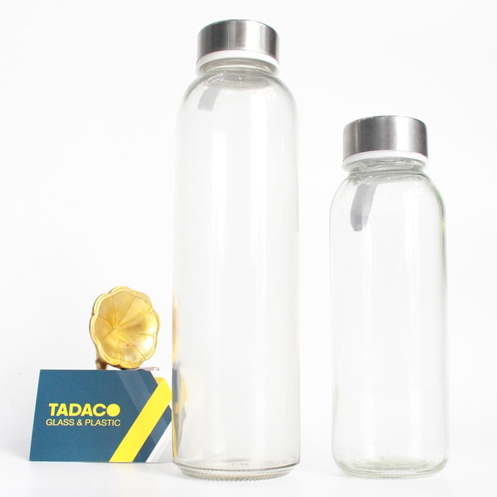 COMBO 6 Chai Bình thủy tinh trong suốt 500ML quay nhiều màu