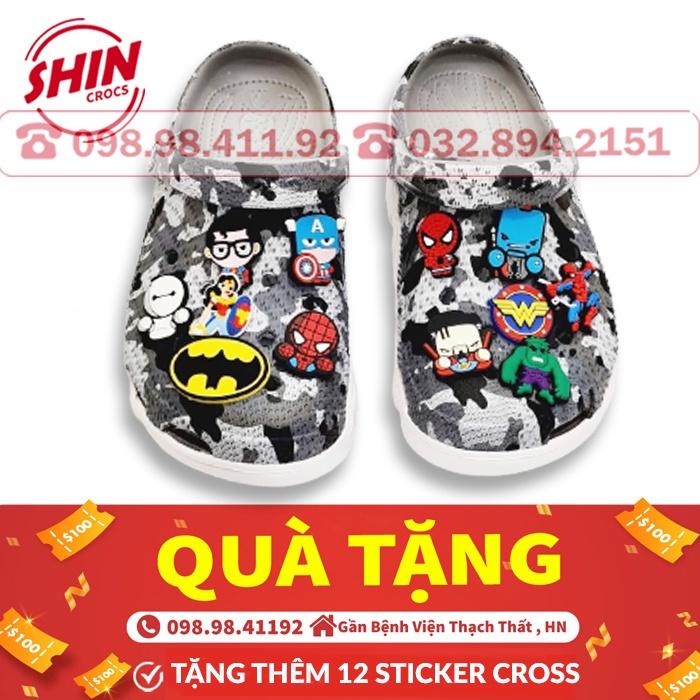 dép crossdép cross vảy sơn họa tiết ràn ri camo trắng SHINCR661T tặng thêm 12 sticker cross