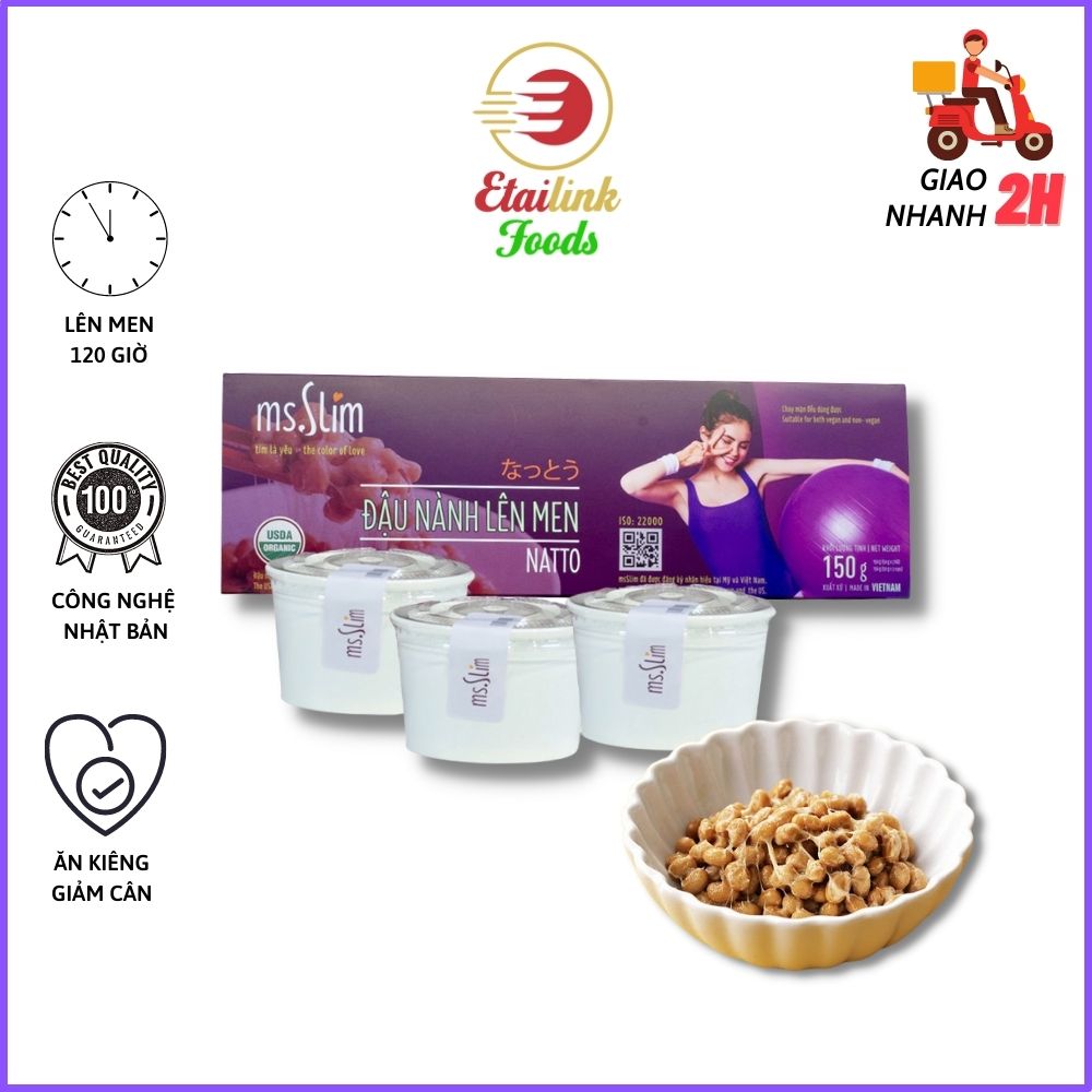 Đậu nành lên men Natto - Đậu tương ăn liền Etailink Foods - Set 3 hộp 150g hỗ trợ giảm cân