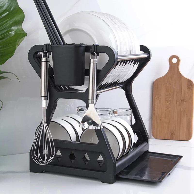 Hộ Gia Đình Món Ăn Phơi Đũa Tiện Dụng Giá Đỡ Bộ Đồ Ăn 2 Lớp Món Ăn Lọc Giá Treo Dụng Cụ Nhà Bếp Vật Dụng Nhà Bếp