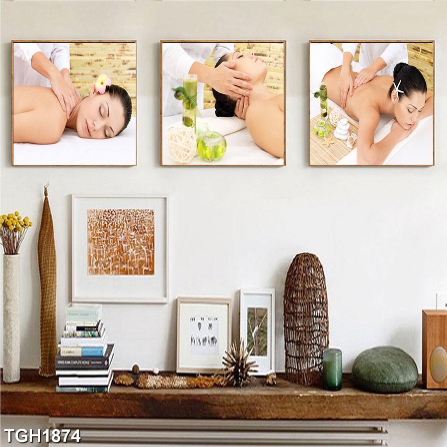 Bộ ba tranh trang trí spa hút tài lộc về nhà - tráng gương cao cấp